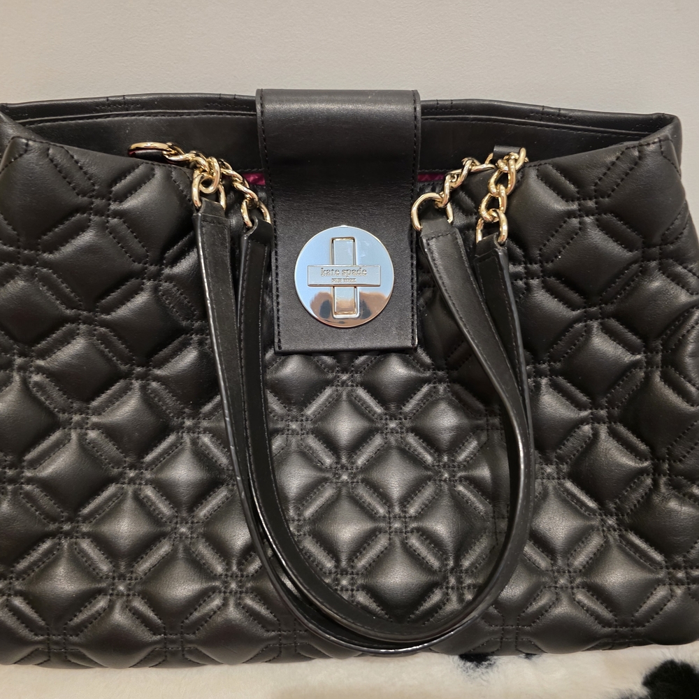 Kate Spade Black Quilted Leather Tote Bag
